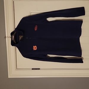Mens Drake medium Auburn fleece pullover navy blue.